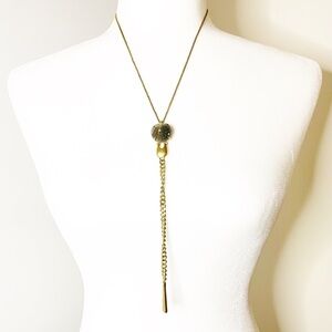 Lucky Brand Stone lariat necklace gold and…
